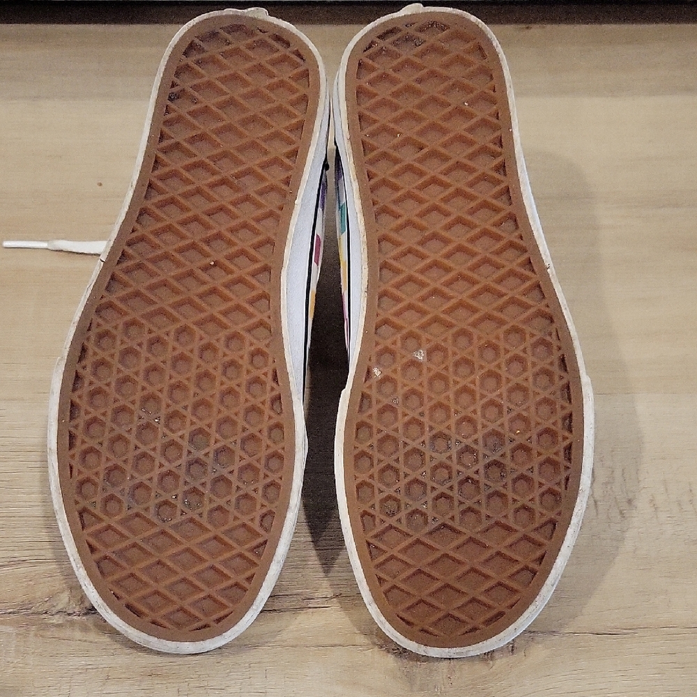 Vans Womens Black and White Sneakers with Colorful Checkered Pattern Size 6.5 - Picture 4 of 6